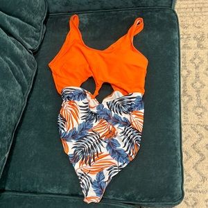 One piece maternity swim.